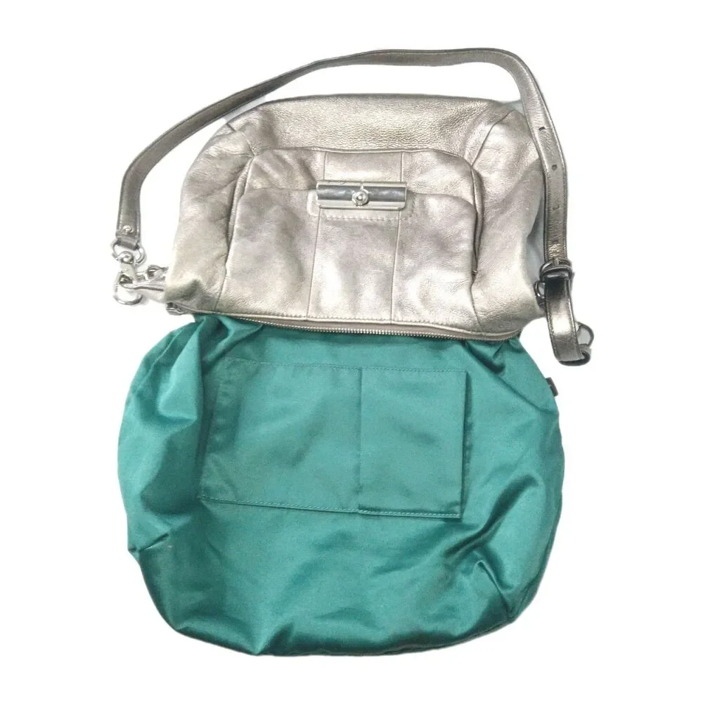 Coach Kristin 18810 Leather Hobo Shoulder Bag Y2k Metallic Light Gold Pewter